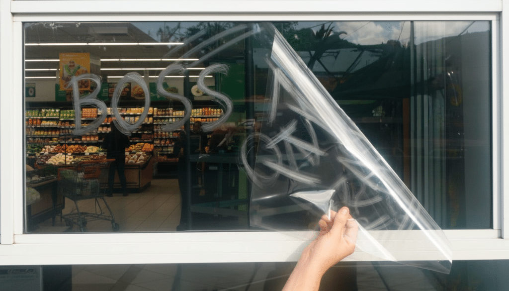 raam met anti-kras folie