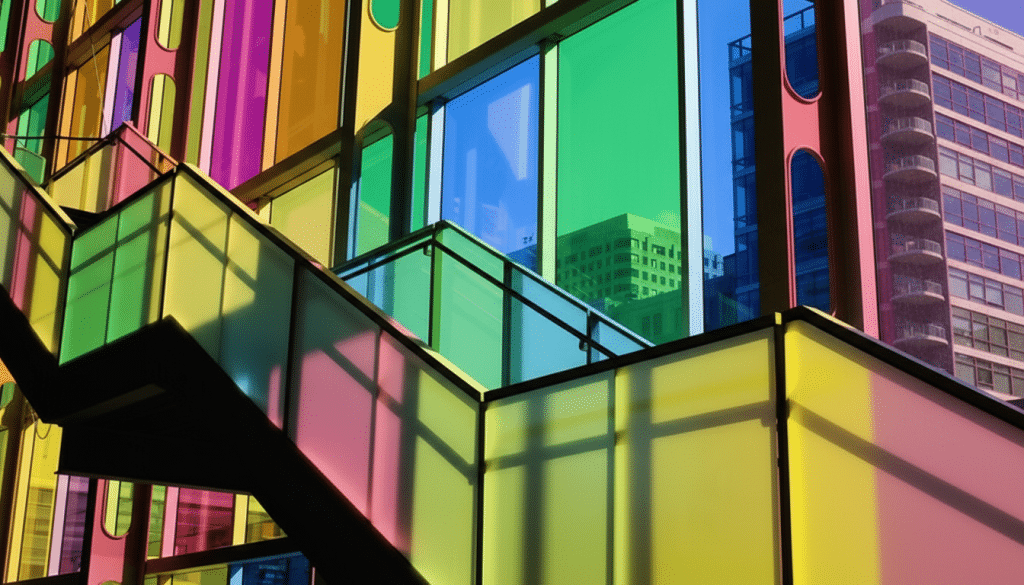 trappenhuis met gekleurde ramen