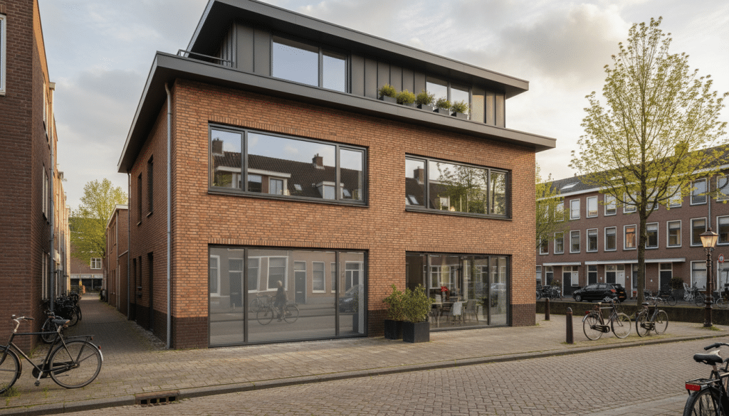 woning met spiegelfolie op begane grond